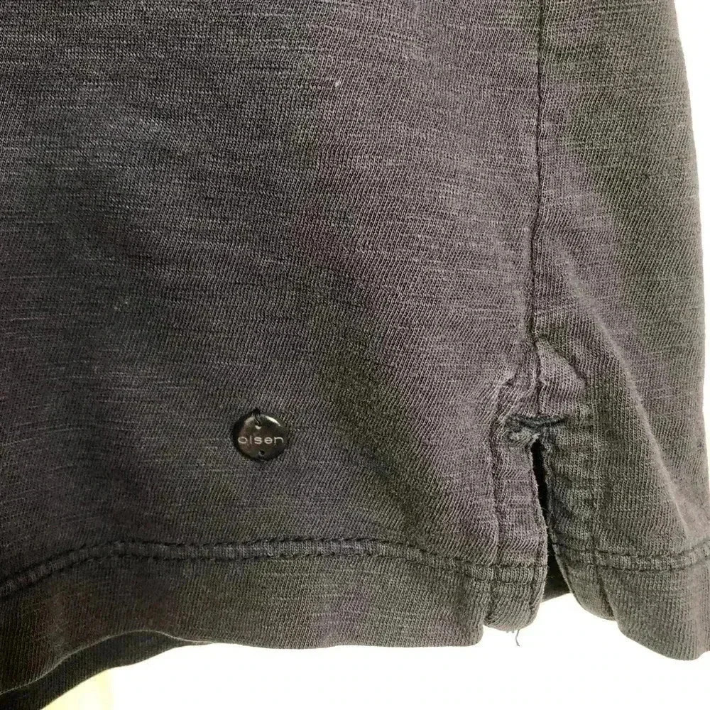 Olsen Europe  Tunic Shirt Dark Blue Rivets V-Neck Size 8 - Picture 9 of 16